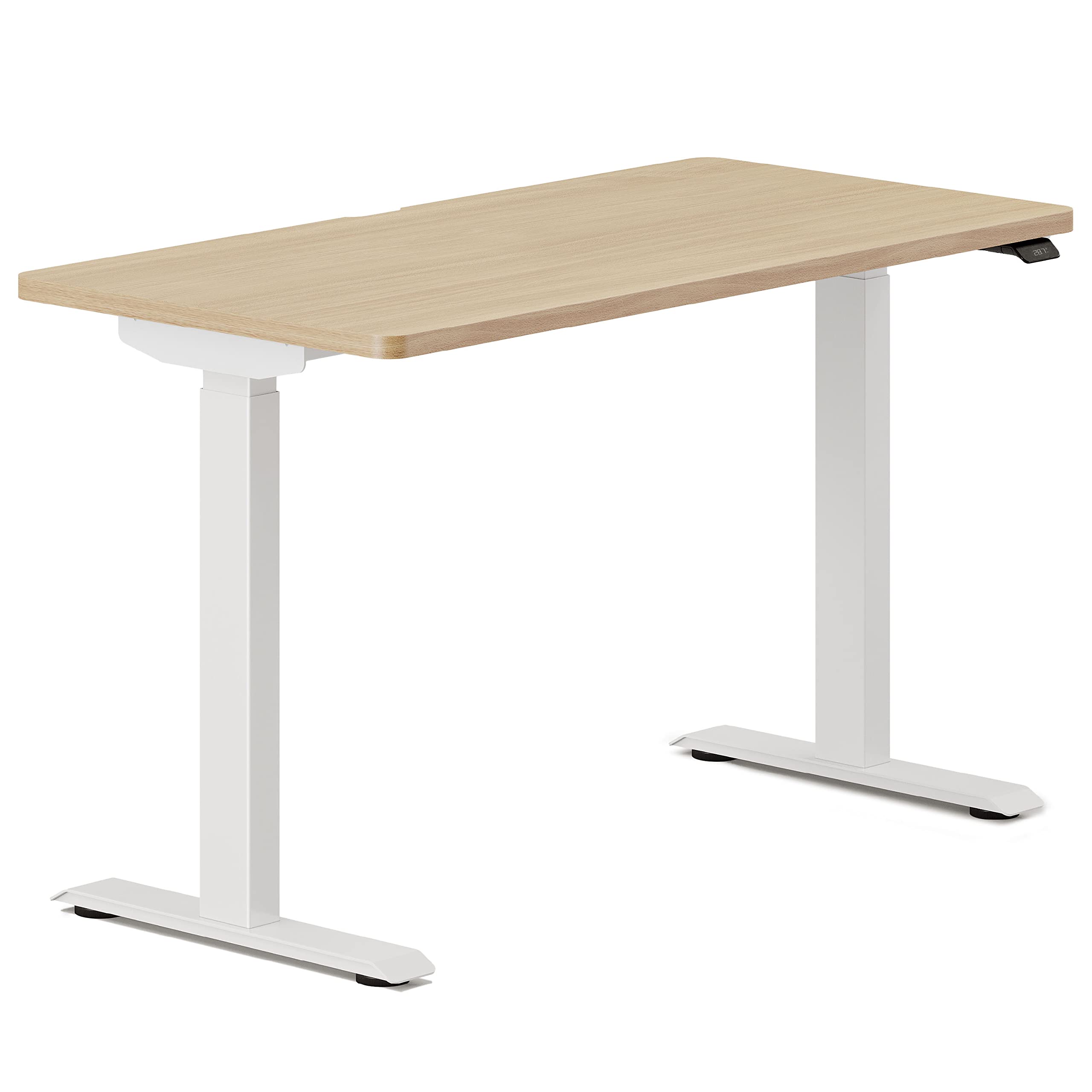 Branch Duo Standing Desk 36 Inches - Adjustable Standing Desk with 20” Range - OLED Control Panel - Frameless Design & Compact Size Suitable for Many Spaces - White Base - Woodgrain Top