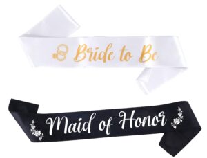 bride to be & maid of honor sash set - wedding party sash bundle | bachelorette party bridesmaid sashes tribe squad crew bridal shower decorations favors supplies favor bridesmaids gift team bride