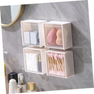 Cabilock 12 Pcs wall storage box holder wall mount cotton swab holder bathroom holder makeup organizers container with lid wall mount storage bins small container white office -