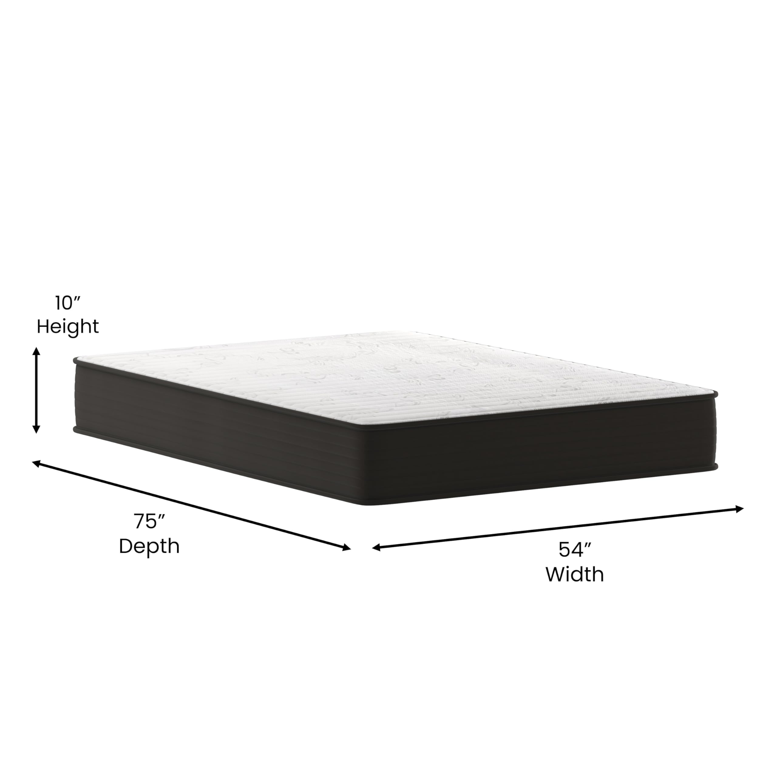 BizChair Dream 10" Hybrid Spring and Foam Mattress in a Box, High Density Foam and Spring Hybrid Mattress for Pressure Relief, Full