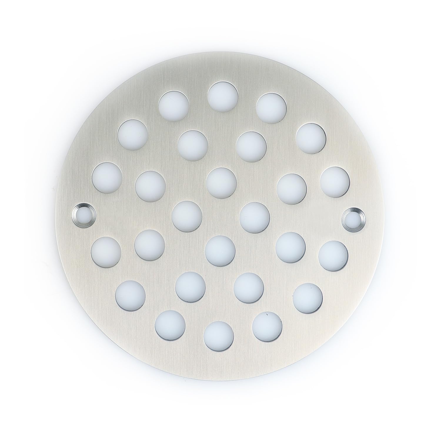 Poyde 4 Inch Screw-in Round Shower Drain Cover Replacement Floor Drainer with Screws (Brushed Nickel)