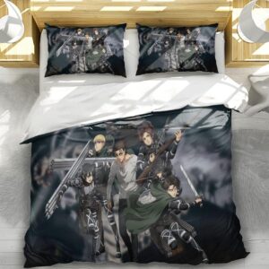 Attack on Giant Anime Soft 3D Printed Duvet Cover Bedding Set with Comforter Cover 3 Piece Set Includes 2 Pillowcases and 1 Duvet Cover Machine Washable (03,Twin (68"x86"))