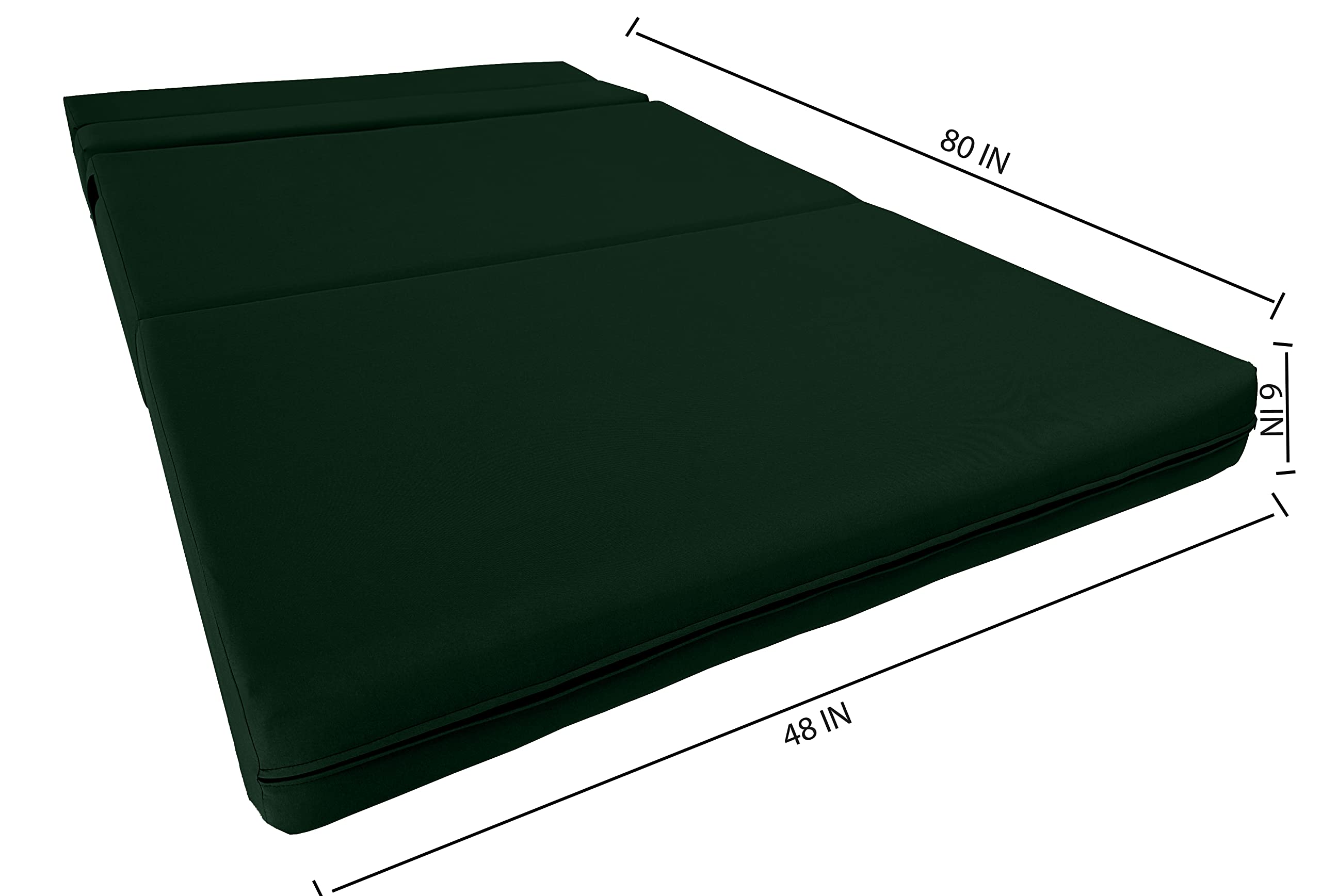 D&D Futon Furniture Portable Folding Bed Mattress, Studio Guest Beds, RV Mattresses, High Density Foam (Hunter Green, 6 x 48 x 80)