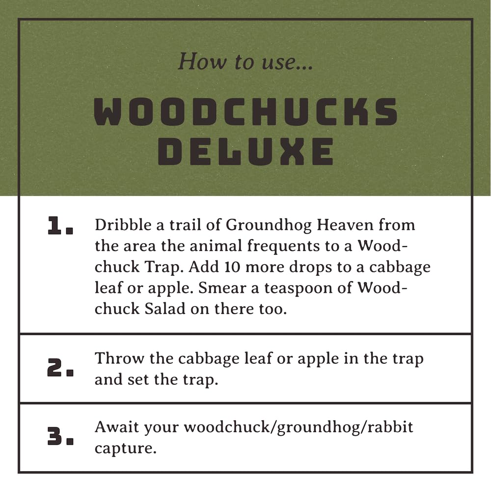 Animal Control Products Woodchucks Deluxe Variety Pack | Woodchuck Salad Paste Bait 8oz & Groundhog Heaven Trailing Scent 5oz for Woodchucks Groundhogs Rabbits