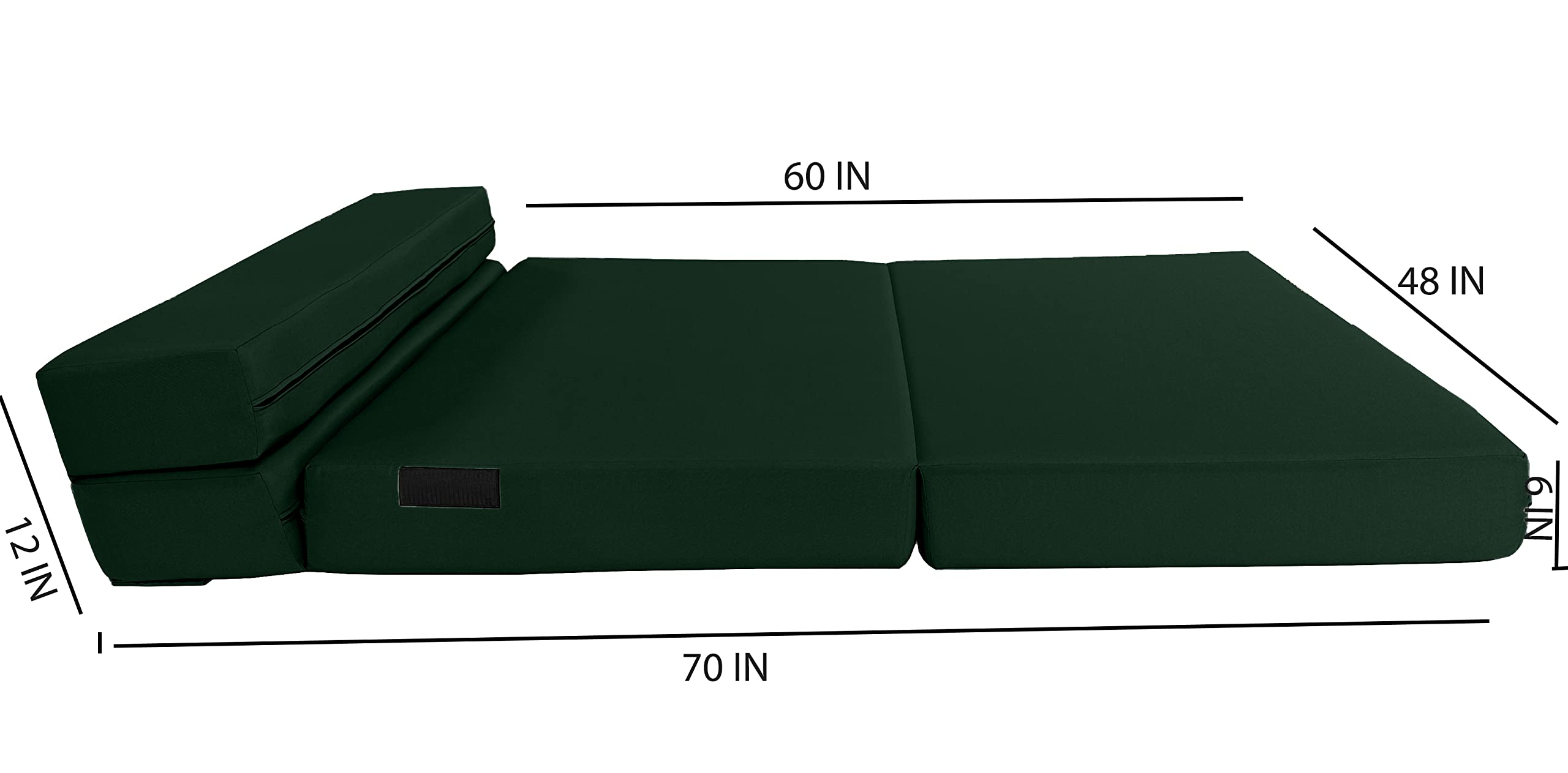 D&D Futon Furniture Portable Folding Bed Mattress, Studio Guest Beds, RV Mattresses, High Density Foam (Hunter Green, 6 x 48 x 80)