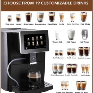 Cafe Bueno Super Automatic Espresso Machine - 19 Coffee Recipes, Durable, Grinder, Milk Frother, 7" Touchscreen