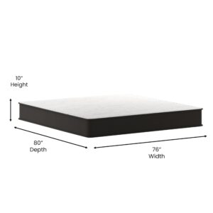 BizChair Dream 10 Inch Hybrid Mattress in a Box, High Density Foam and Pocket Spring Mattress, CertiPur-US Certified Foam, King, White/Black