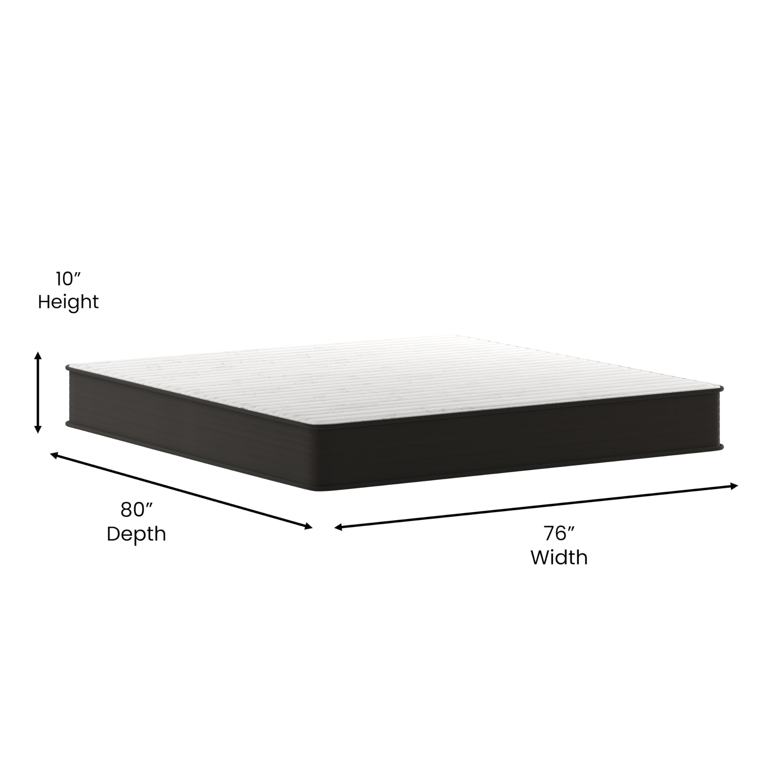 BizChair Dream 10 Inch Hybrid Mattress in a Box, High Density Foam and Pocket Spring Mattress, CertiPur-US Certified Foam, King, White/Black