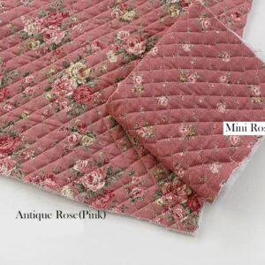 Pre Quilted Diamond Cotton Fabric by The Yard Single Face 44" Wide, Making for Padded Jacket, Interlinings Fabric (Antique Rose Pink)