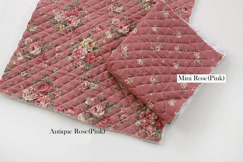 Pre Quilted Diamond Cotton Fabric by The Yard Single Face 44" Wide, Making for Padded Jacket, Interlinings Fabric (Antique Rose Pink)