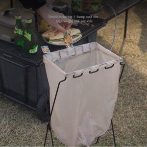 Qiilu Trash Bag Holder, Garbage Bag Holder BBQ Picnic Portable Trash Bag Rack Iron Wire Folding Shelf Garbage Bag Rack