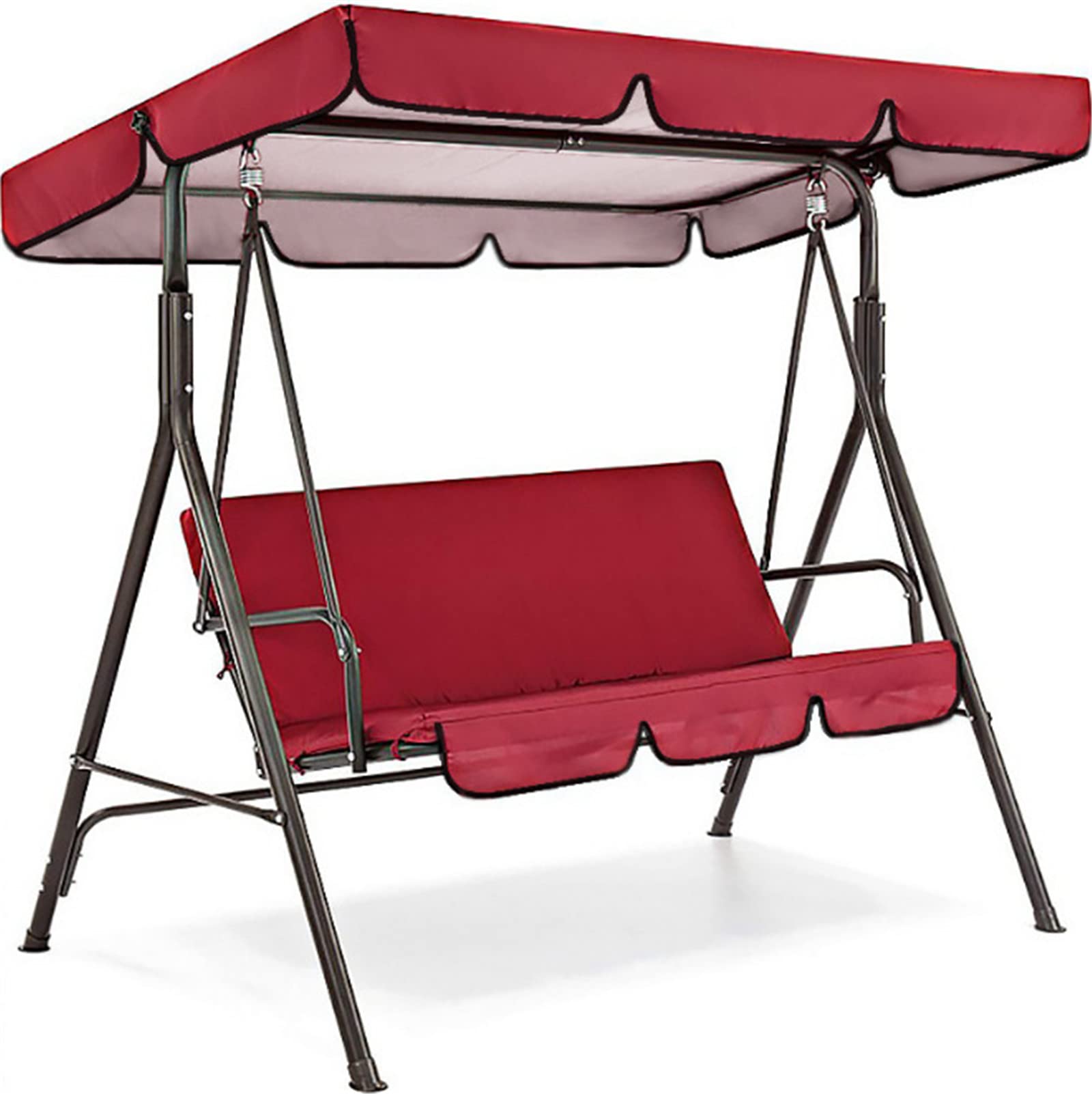 ASkinds Outdoor Patio Swing Cushions 3 Seater and Canopy Replacement, Waterproof Swing Replacement Parts for Outdoor Patio Swing Chair or Hanging Glider Porch Bench Furniture Cover(Red)