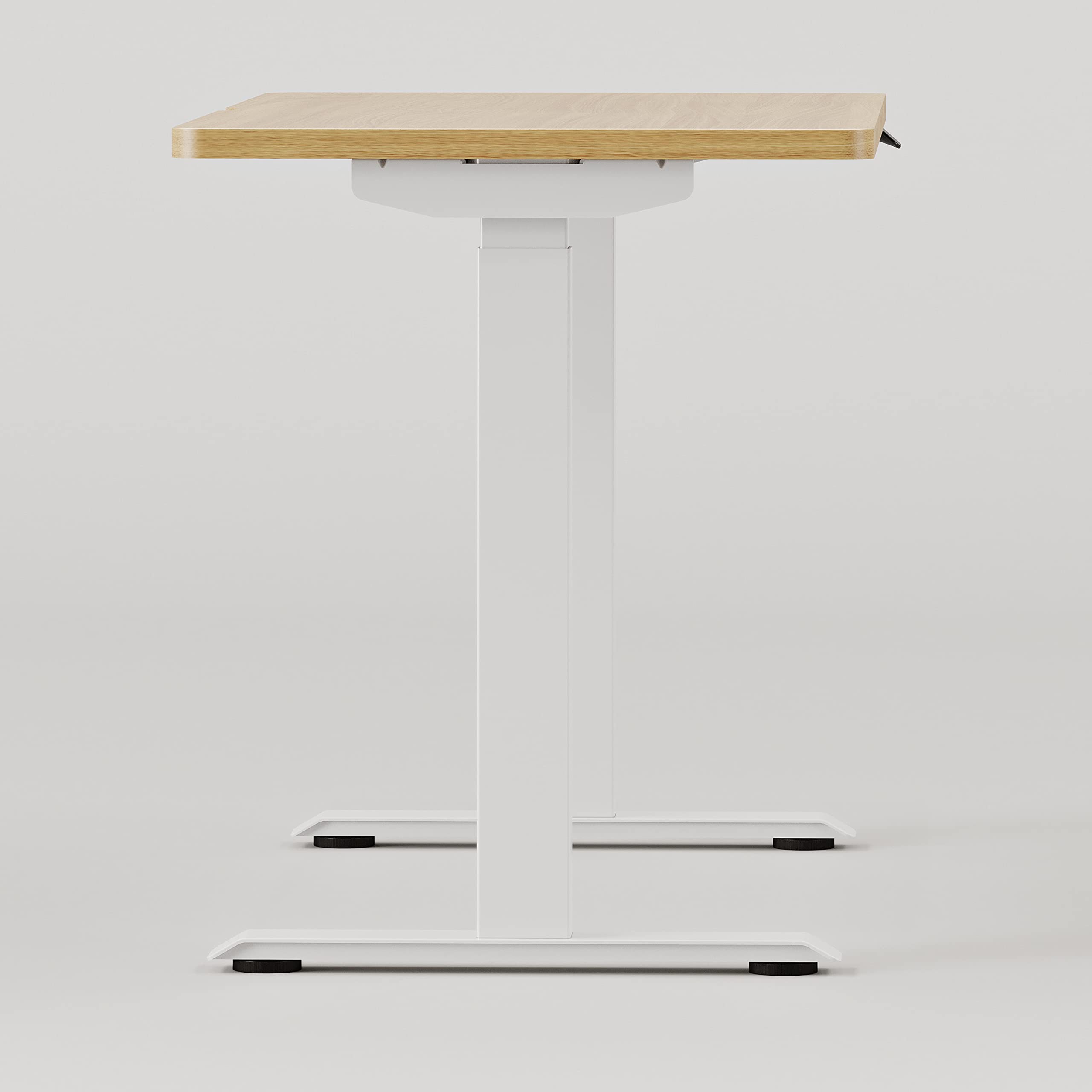 Branch Duo Standing Desk 36 Inches - Adjustable Standing Desk with 20” Range - OLED Control Panel - Frameless Design & Compact Size Suitable for Many Spaces - White Base - Woodgrain Top