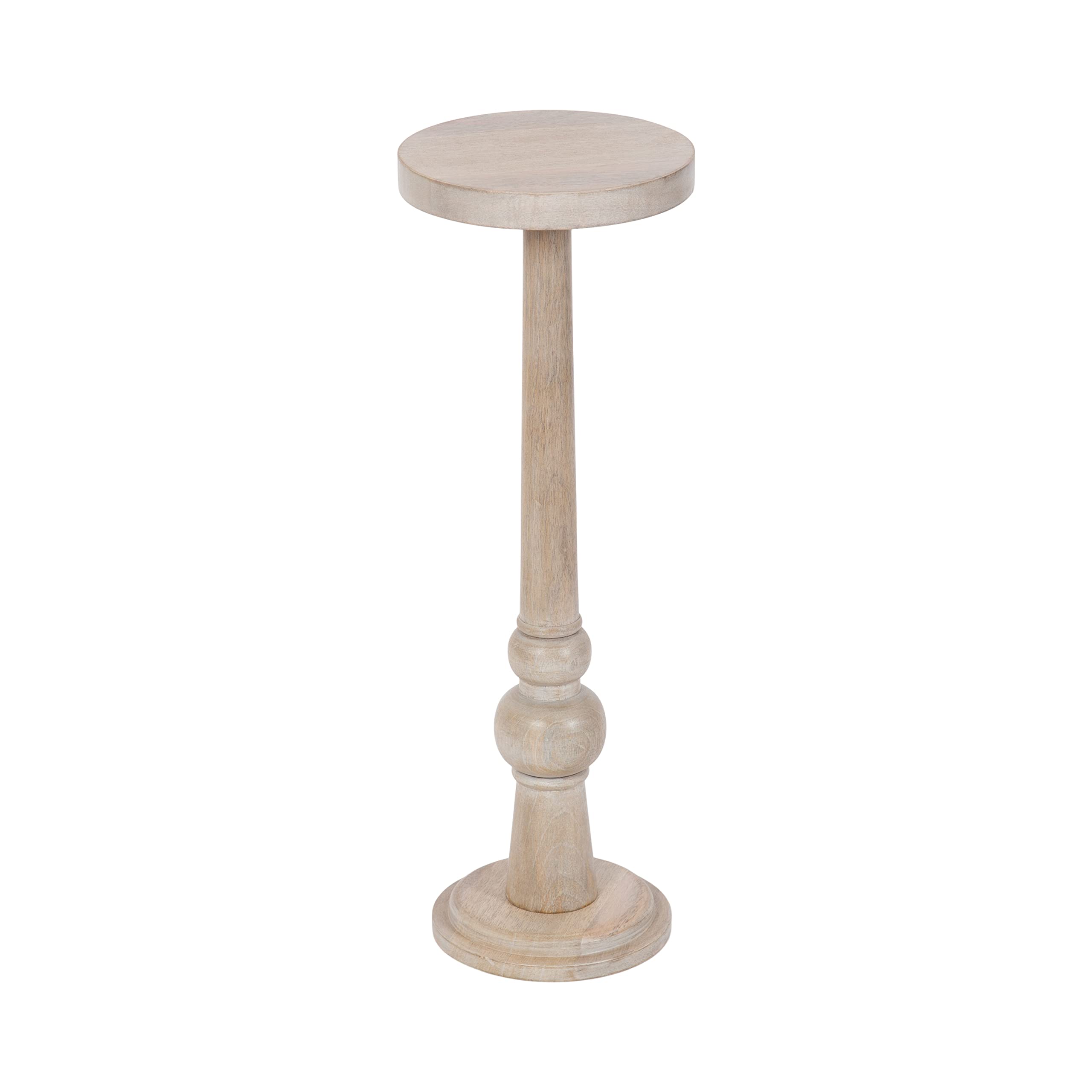 Kate and Laurel Wegner Coastal Wooden Round Drink Table, 8 x 23, Whitewash, Elegant and Durable Pedestal Table for Use as Small Drink Table, Plant Stand, or Decorative Item Display