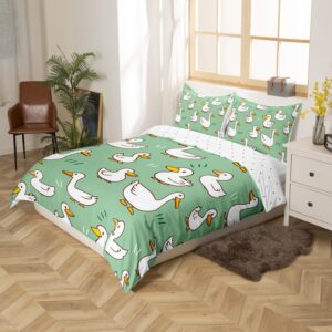 Erosebridal Kawaii White Goose Duvet Cover for Kids Boys Girls,Cartoon Bedding Set,Farm Animal Comforter Cover King Size,Country Duck Bed Sets with 2 Pillowcases Bedroom Decor