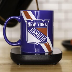 uncanny new york rangers logo mug warmer with mug keeps your favorite beverage warm - auto shut on/off