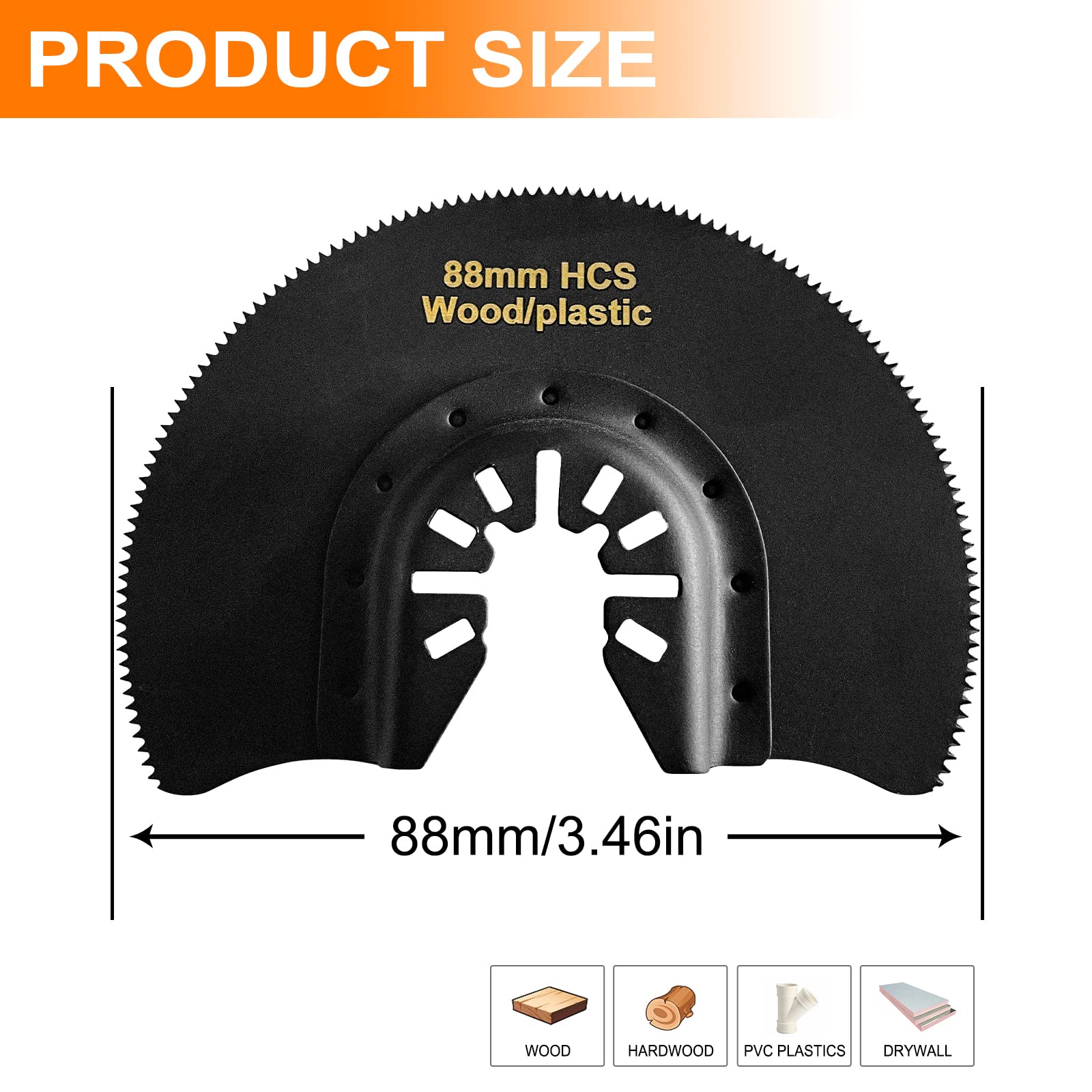 5-Piece High Carbon Steel Oscillating Saw Blade Set - 88mm Blades for Cutting Wood,Soft Metal,and Plastic - Quick Release Blades Compatible with Dewalt,Makita,Ryobi,Milwaukee,Fein and Rockwell