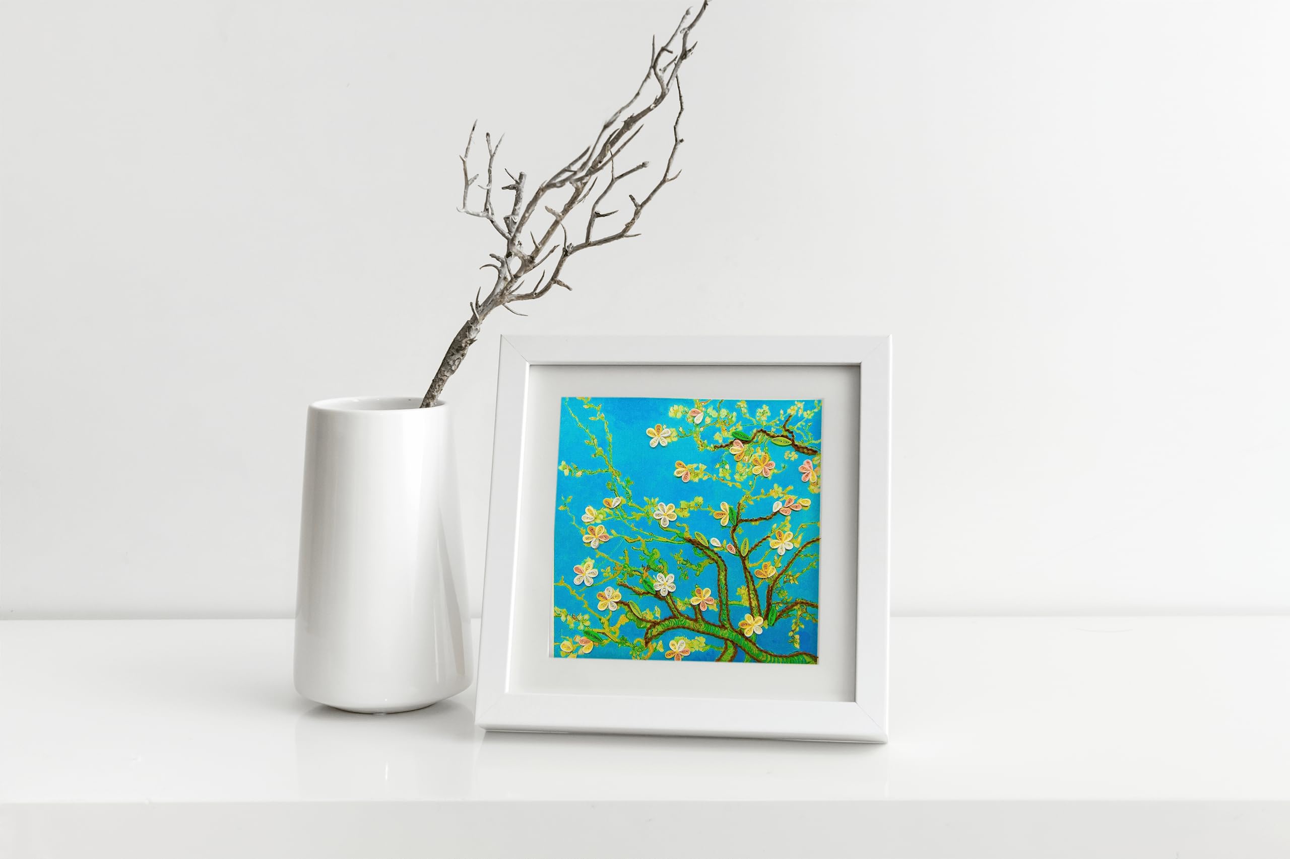 GREENHANDSHAKE Van Gogh's Almond blossom (1890) Quilling Art Greeting Card,Design Greeting Card for Birthday, Valentine's Day, Get Well, All Occasion. Framable Artwork for Art Lovers