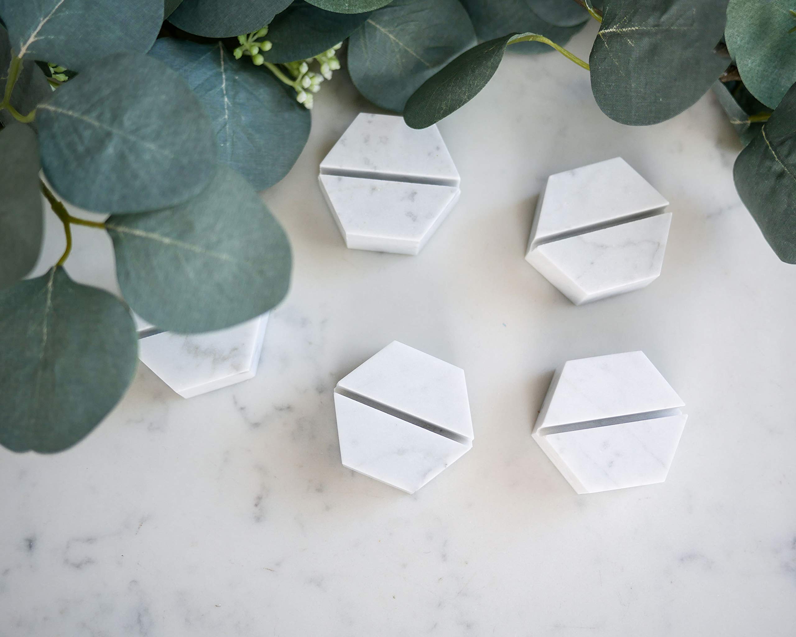 HelloPosh Marble hexagon place card holders | Escort card holders | Party favors | Photo display | Business card holder (12 Pack)