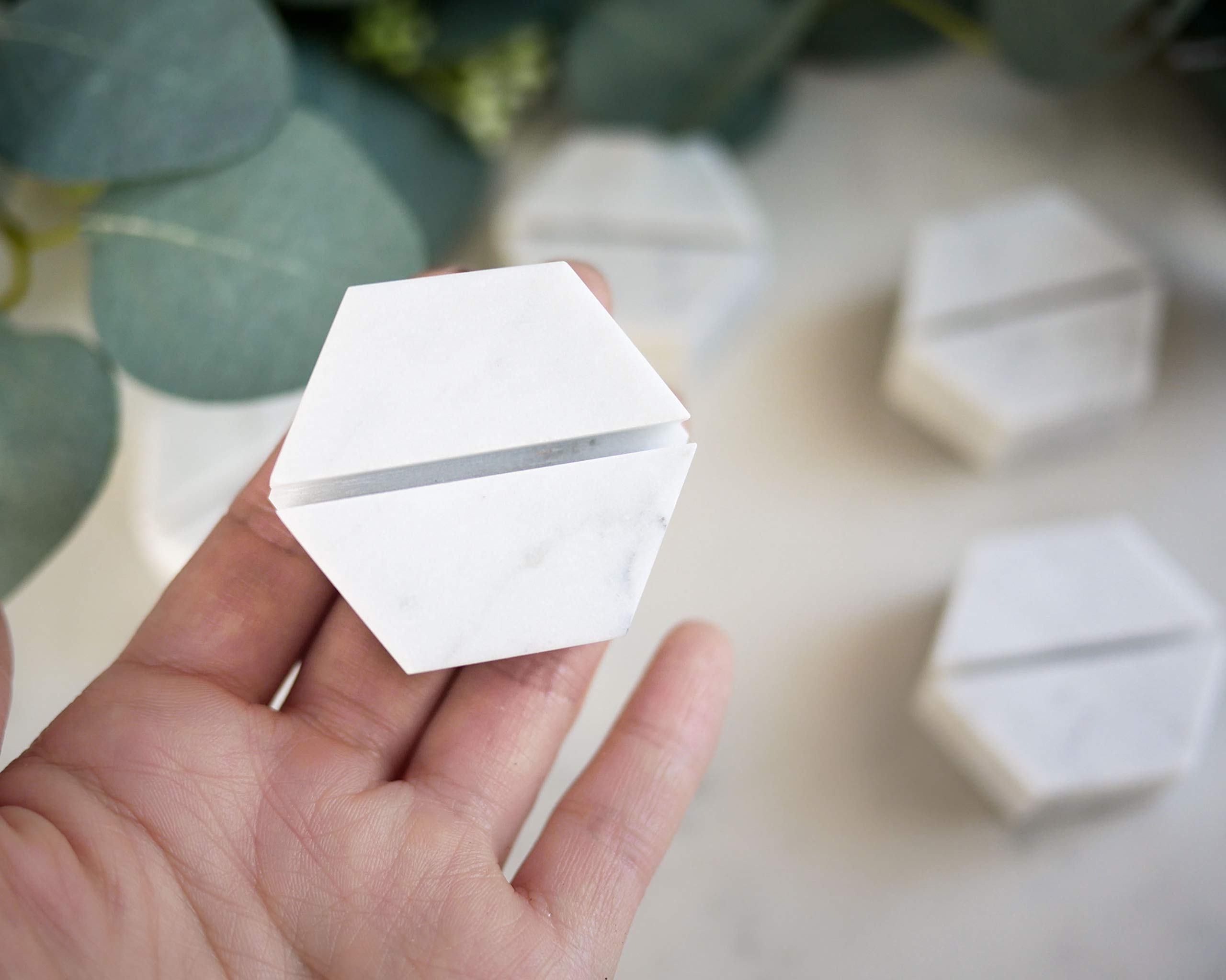 HelloPosh Marble hexagon place card holders | Escort card holders | Party favors | Photo display | Business card holder (12 Pack)