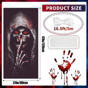 FOIMAS Halloween Window Cover Prop Poster Bloody Skeleton Window Banner Decoration for Halloween Party Home Decoration Photo Props