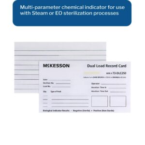 McKesson Dual Load Sterilization Record Card for Steam and EO Gas Processes - White, 3 in x 5 in, 250 Count, 1 Pack