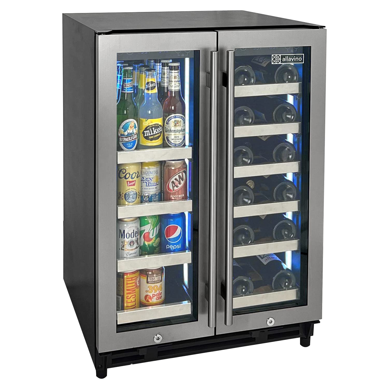 Allavino VSBCW34FD-2S Beverage Center, 24" Wide, Stainless Steel Front Shelves