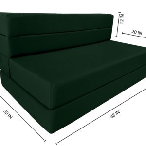 D&D Futon Furniture Portable Folding Bed Mattress, Studio Guest Beds, RV Mattresses, High Density Foam (Hunter Green, 6 x 48 x 80)