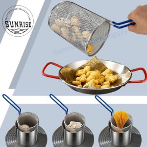 Sunrise Kitchen Supply Stainless Steel Pasta Boil Basket (2, 5" D x 9" H)