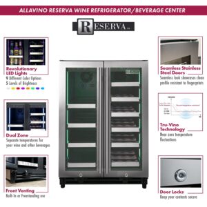 Allavino VSBCW34FD-2S Beverage Center, 24" Wide, Stainless Steel Front Shelves