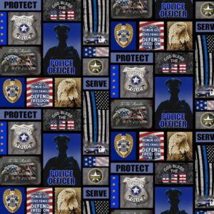 sykel enterprises police office cotton fabric-police department camo flag block cotton quilting fabric by sykel