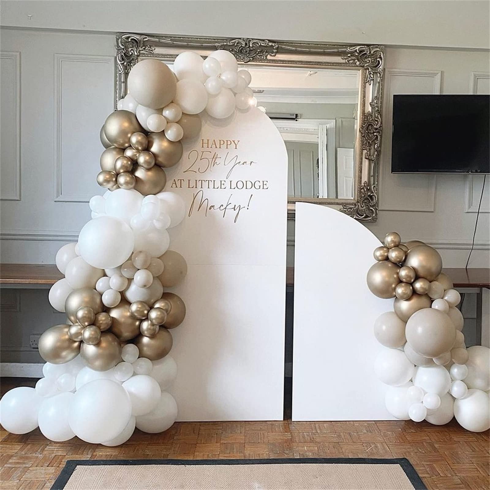 Champagne Gold and White Balloons, 60Pcs Beige White Sand Metallic Gold Pearl White Balloons for Girls, Neutral Ivory White Gold Balloons for Women Birthday Boho Wedding Engagement Party Decorations