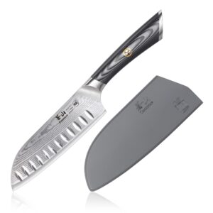 cangshan naka series 6-inch santoku knife with sheath, forged x-7 damascus steel, 503107