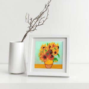 GREENHANDSHAKE Van Gogh's Vase with Sunflowers (1888) Quilling Art Greeting Card,Design Greeting Card for Birthday, Valentine's Day, Get Well, All Occasion. Framable Artwork for Art Lovers