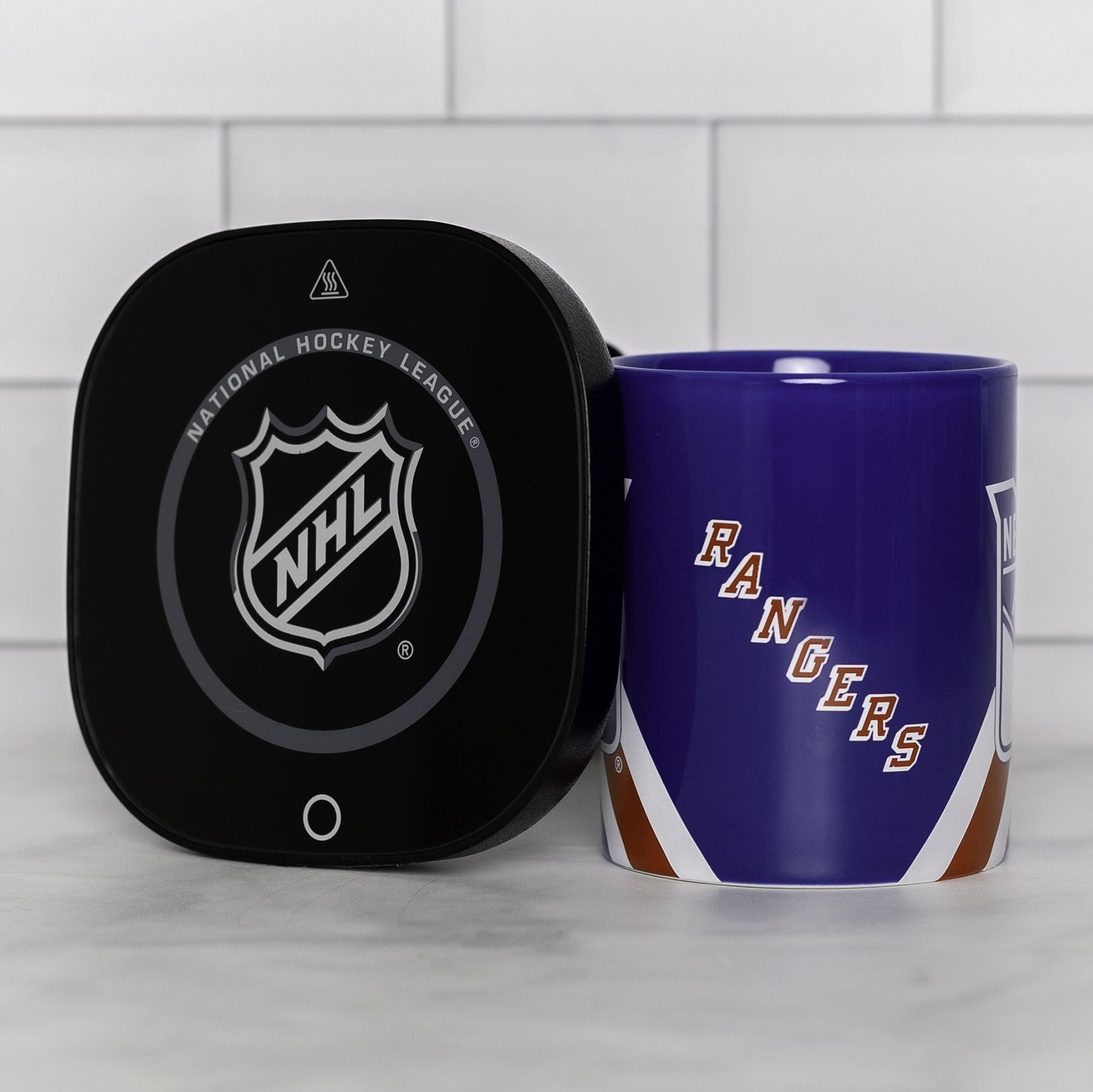 Uncanny New York Rangers Logo Mug Warmer with Mug Keeps Your Favorite Beverage Warm - Auto Shut On/Off