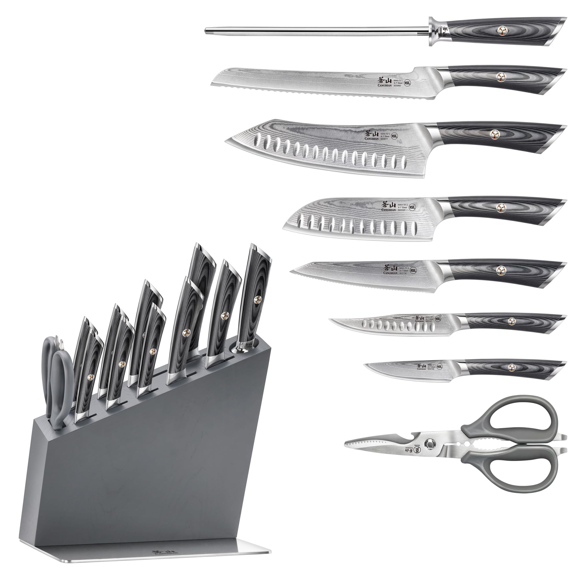 Cangshan NAKA Series X-7 Steel Forged HUA Knife Block Set (12-Piece)