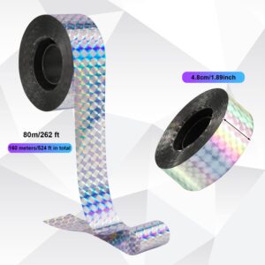 2 Rolls Laser Tape Double Sided Laser Tape Reflective Laser Flash Tape