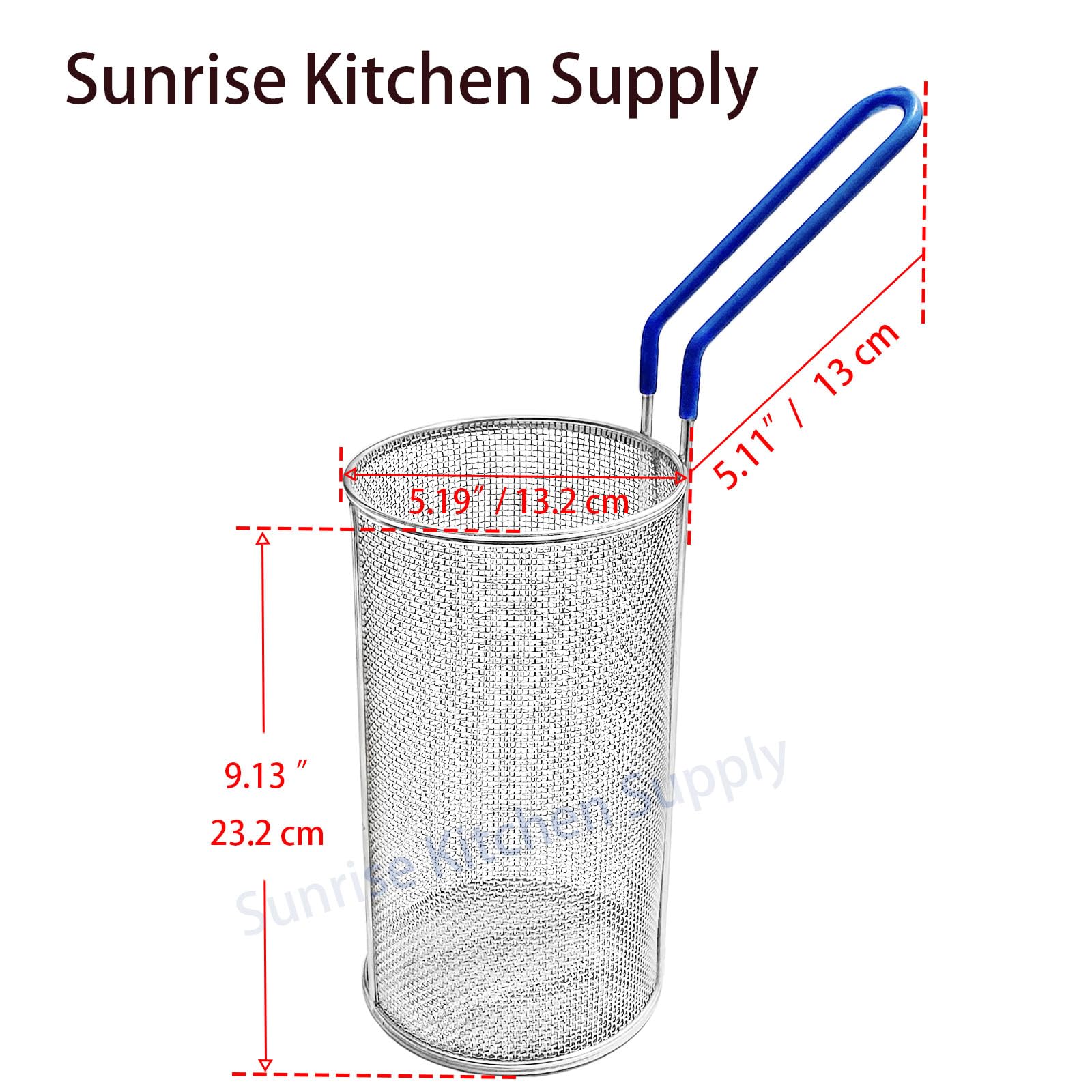 Sunrise Kitchen Supply Stainless Steel Pasta Boil Basket (2, 5" D x 9" H)