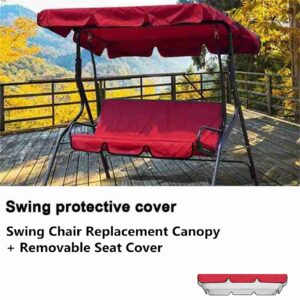 ASkinds Outdoor Patio Swing Cushions 3 Seater and Canopy Replacement, Waterproof Swing Replacement Parts for Outdoor Patio Swing Chair or Hanging Glider Porch Bench Furniture Cover(Red)