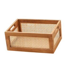 magideal wood storage basket home organization decorative vintage desktop frame case drawer storage box for stationery household cosmetic closet snack, 35cmx24cmx15cm