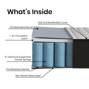 BizChair Dream 10" Hybrid Spring and Foam Mattress in a Box, High Density Foam and Spring Hybrid Mattress for Pressure Relief, Full