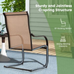 Giantex Patio Chairs Set of 2, High Back Outdoor Chairs w/Sled Base, All Weather Fabric, Heavy Duty Metal C-Spring Frame, Outside Dining Chairs for Lawn Deck Porch Balcony Backyard Pool