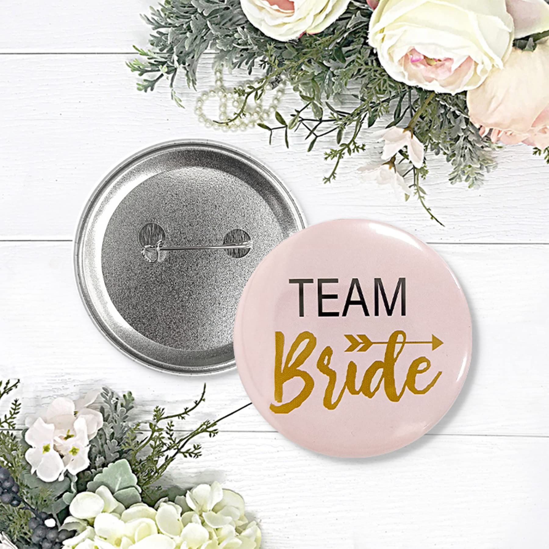 Bride Team Bride Buttons Pins,Wedding Party Bride Shower Tinplate Badge Pins Set Bridesmaid Group Button Bachelorette Party Bride to be Gift Decorating Accessory 6 Pcs