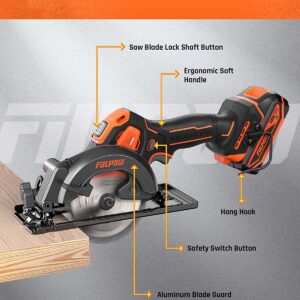 4-1/2 inch Cordless Circular Saw, 20V Mini Circular Saw Cordless 5500 RPM & 2.0Ah battery & Fast Charger, 3 Blades (24 TCT/80 HCS/60 DIAMOND) for Wood, Soft Metal and Tile - MC8 Pro