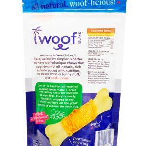 Woof Island Coconut Dog Bones - Premium, All Natural Coconut Dog Treats - Healthy Puppy Treats & Vitamin Rich Rawhide Free Dog Chews - (with Real Chicken)