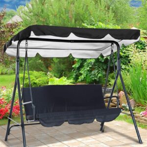 ASkinds Outdoor Patio Swing Cushions 3 Seater and Canopy Replacement, Waterproof Swing Replacement Parts for Outdoor Patio Swing Chair or Hanging Glider Porch Bench Furniture Cover(Black)