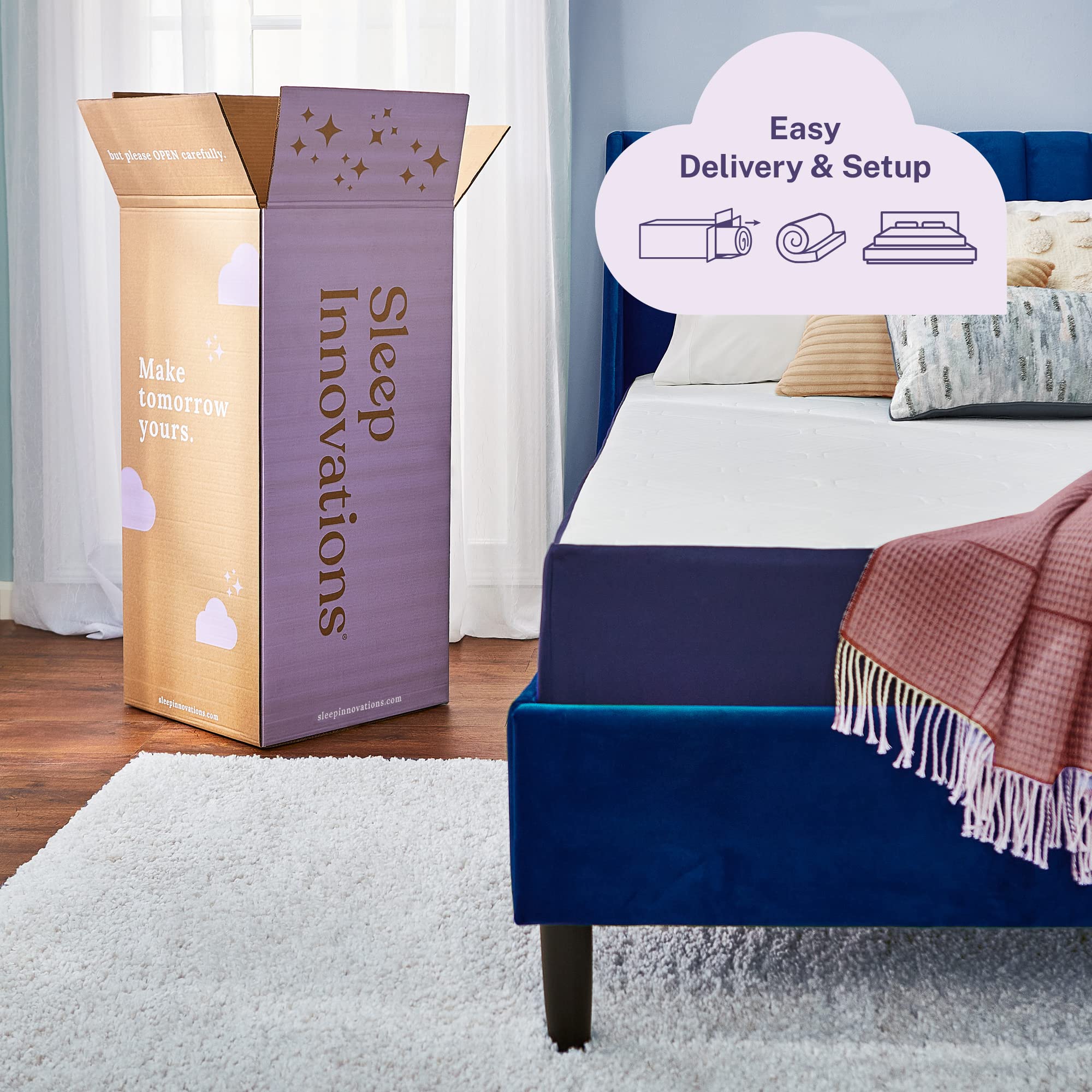 Sleep Innovations Arlo 10 Inch Cooling Firm Support Foam Mattress, Twin Size, Bed in a Box, Airflow Foam, Firm Feel