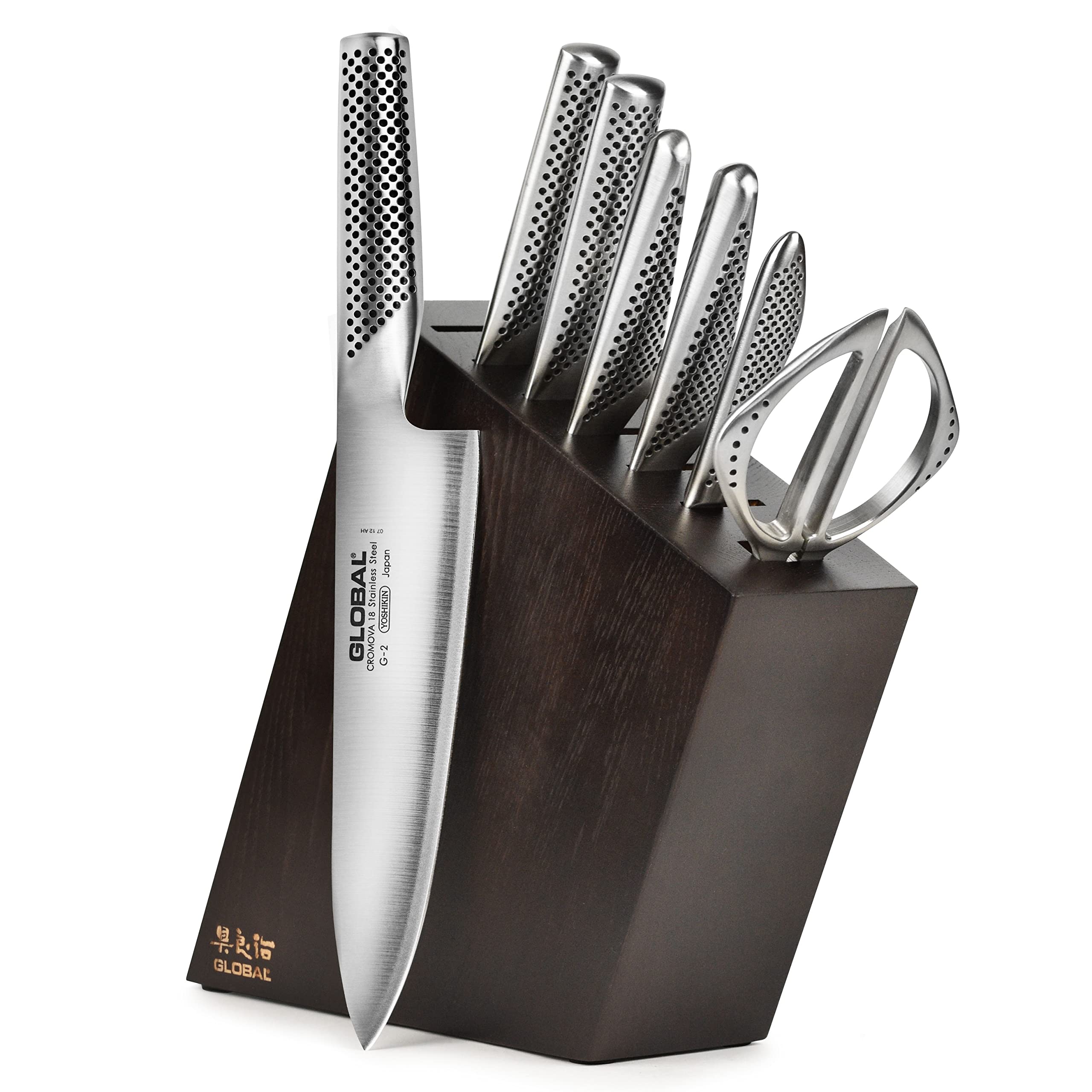 Global 8 Piece Knife Set with Walnut Block