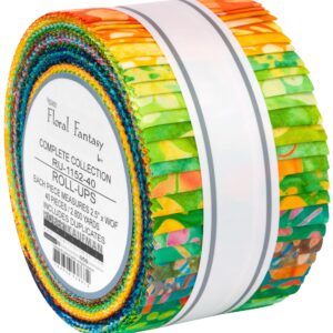 Lunn Studios Artisan Batiks Floral Fantasy Roll Up 40 2.5-inch Strips Robert Kaufman RU-1152-40