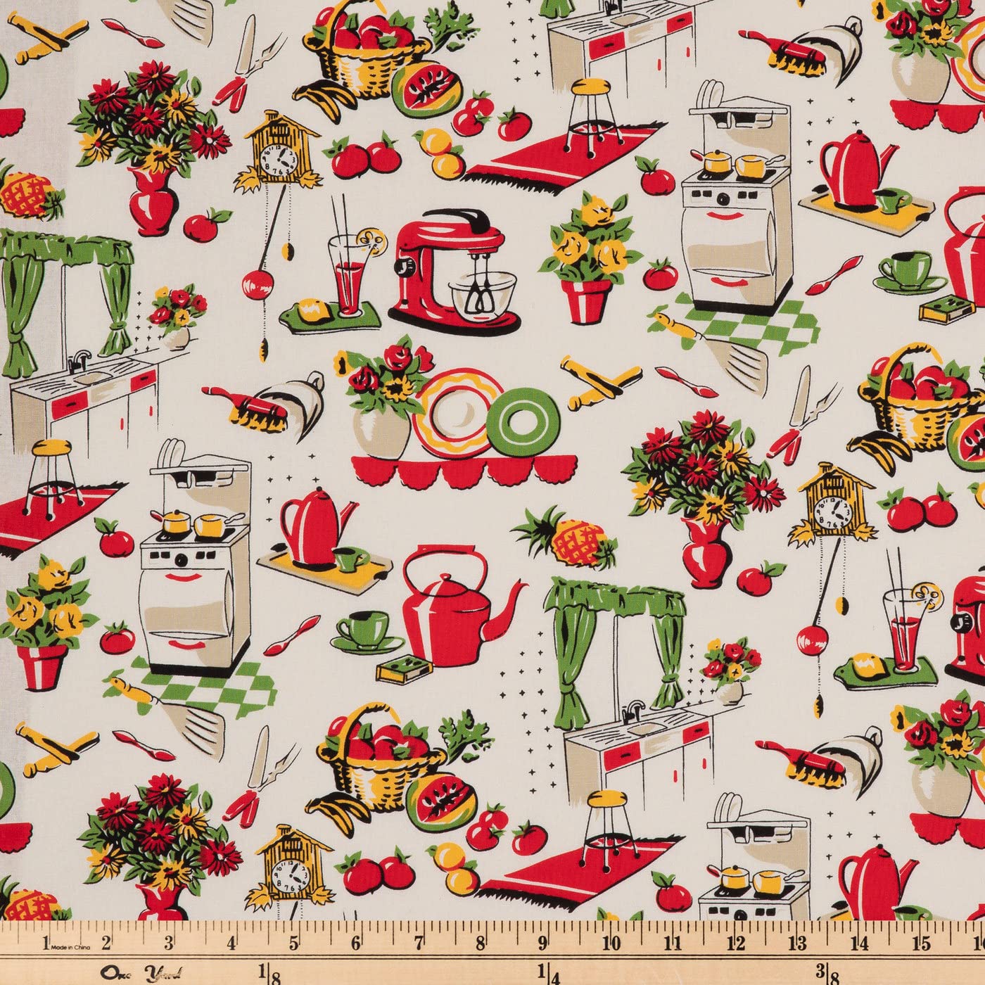 Hobby Lobby Fifties Kitchen Cotton Calico Fabri -1 Yard Piece